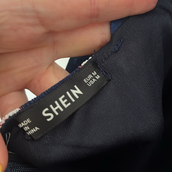 Navy Blue Floral with Pink Floral Dress. - Picture 4 of 4